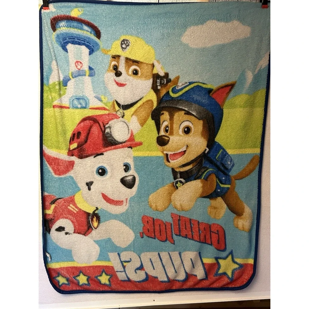 Paw Patrol Plush Blanket Marshall Chase Rubble Great Job Pups! 2015 Toddler Bed